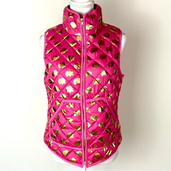 SIMPLY SOUTHERN Pink Elephant Patterned Thin Puffer Vest Sz.  S - Picture 5 of 15